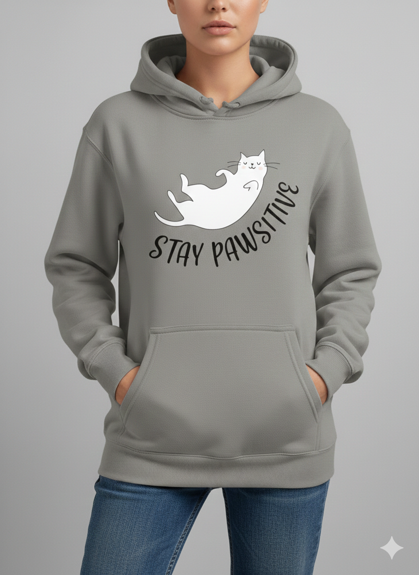 Stay Pawsitive Cat Hoodie – Cute & Cozy Cat Lover Pullover