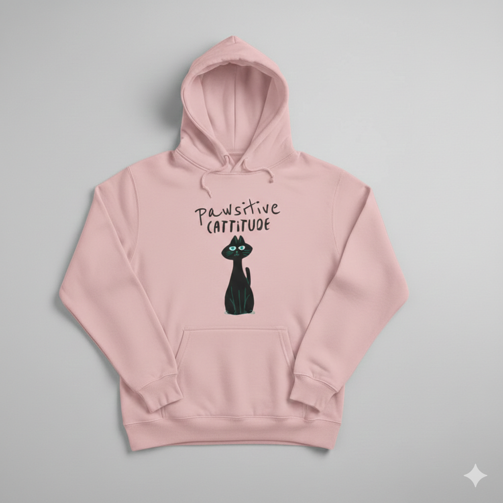 Pawsitive Cattitude Oversized Hoodie – Cozy Cat Lover Streetwear