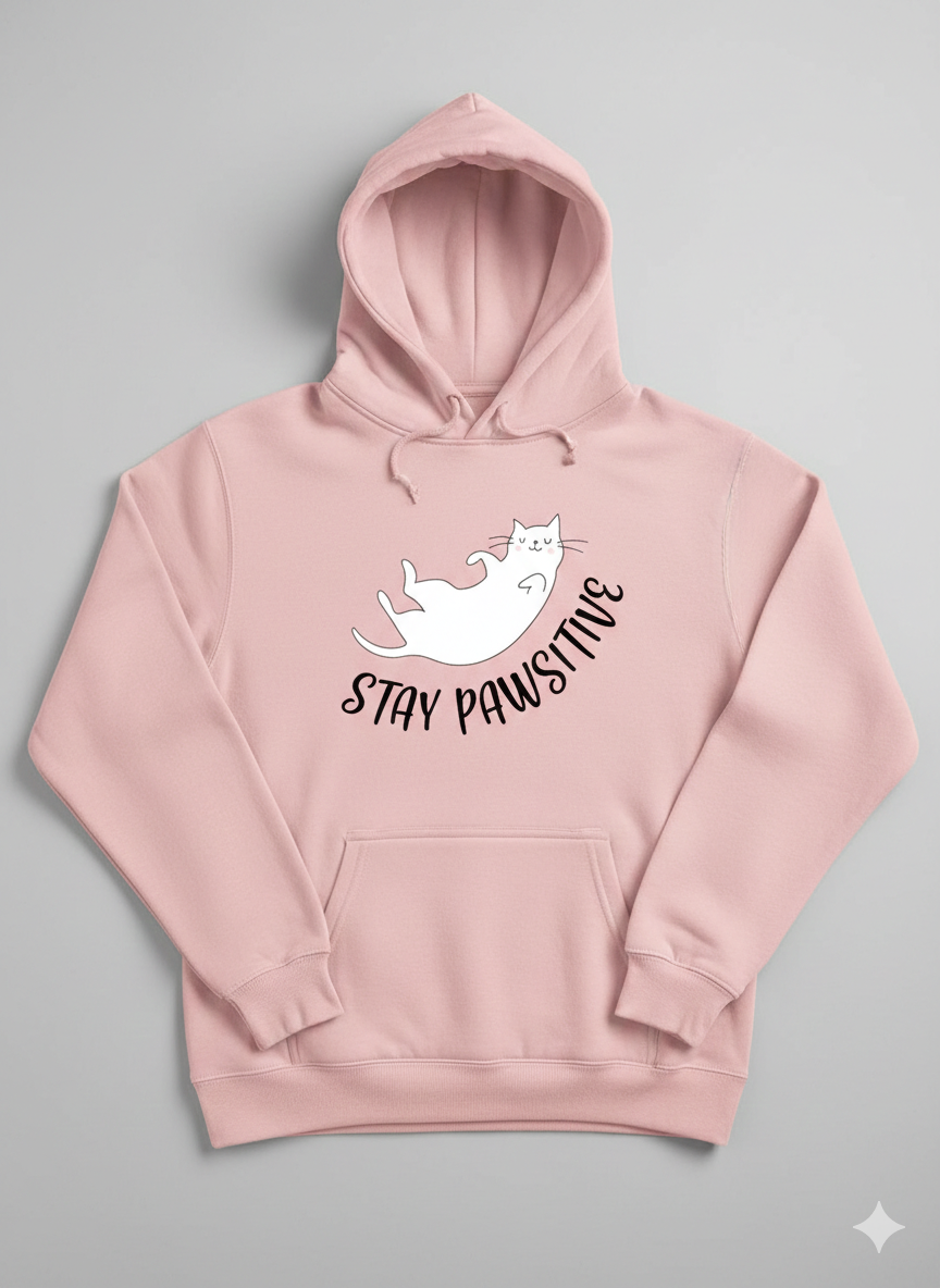 Stay Pawsitive Oversized Hoodie – Cute Cat Lover Cozy Fit