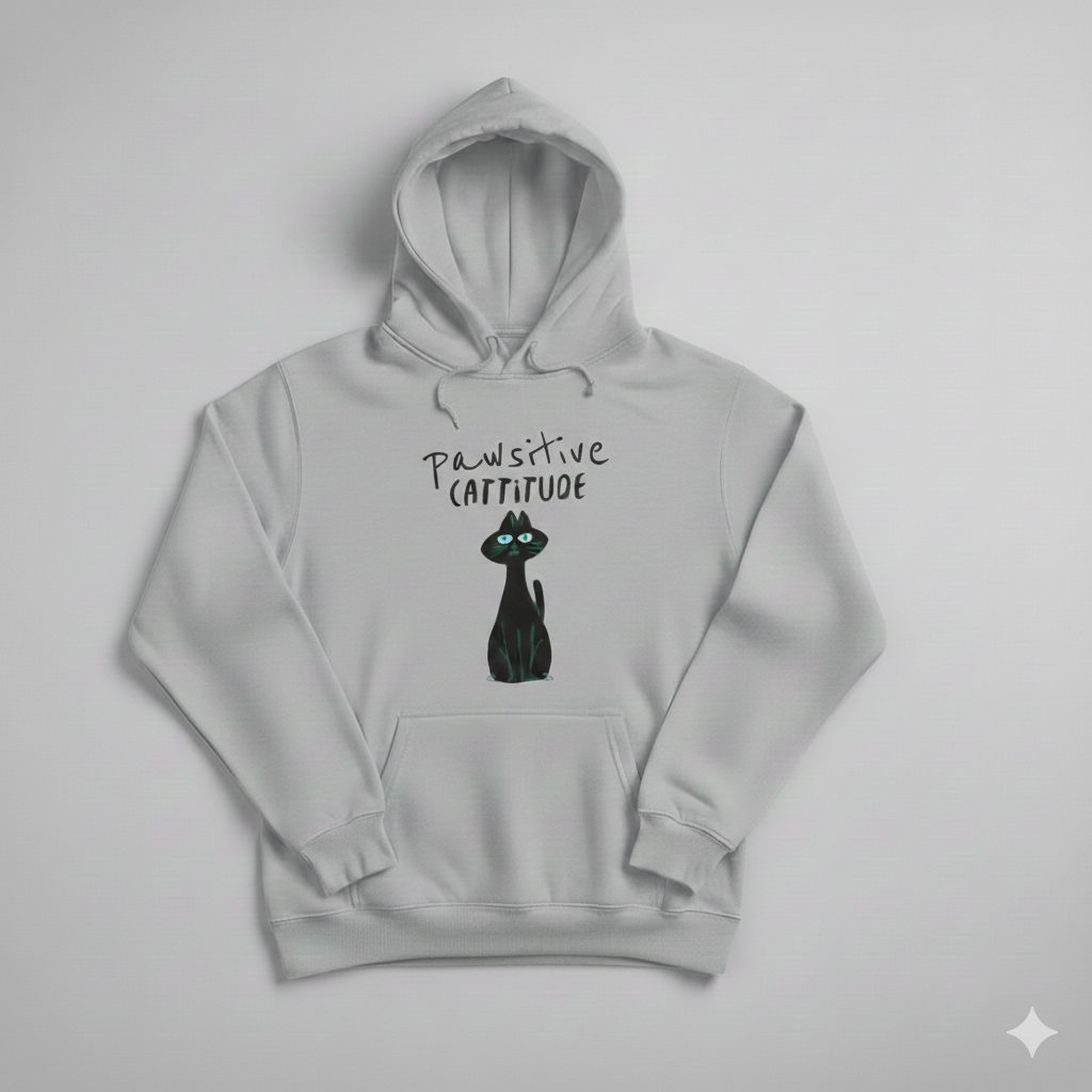 Pawsitive Cattitude Oversized Hoodie – Cozy Cat Lover Streetwear