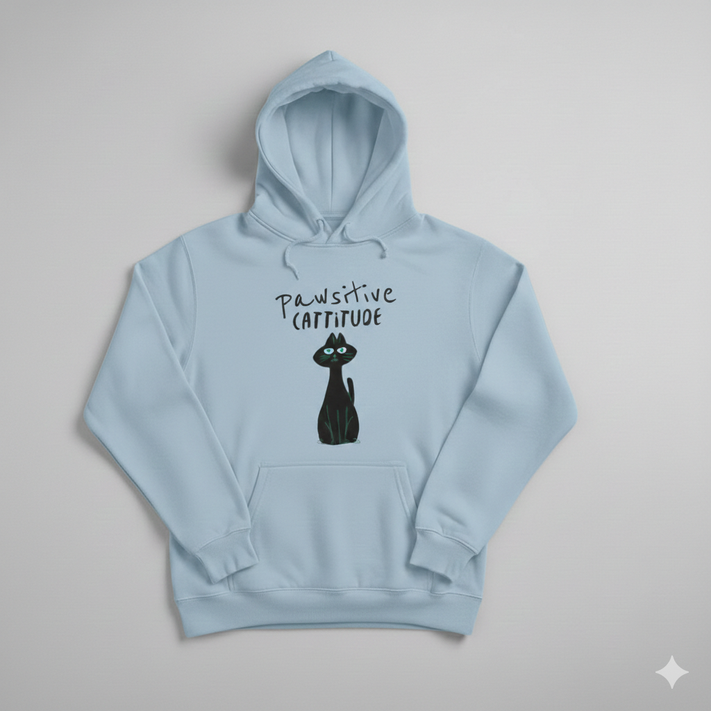 Pawsitive Cattitude Oversized Hoodie – Cozy Cat Lover Streetwear