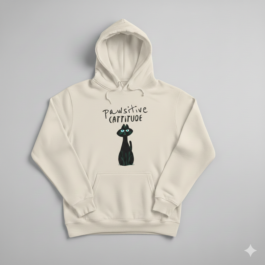 Pawsitive Cattitude Oversized Hoodie – Cozy Cat Lover Streetwear