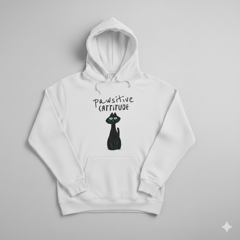 Pawsitive Cattitude Oversized Hoodie – Cozy Cat Lover Streetwear