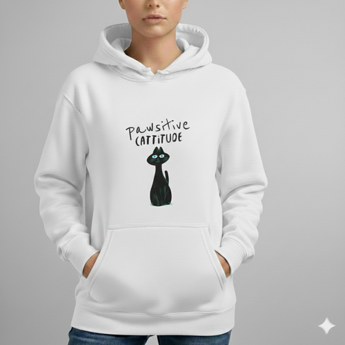 Pawsitive Cattitude Hoodie – Cute Cat Lover Pullover