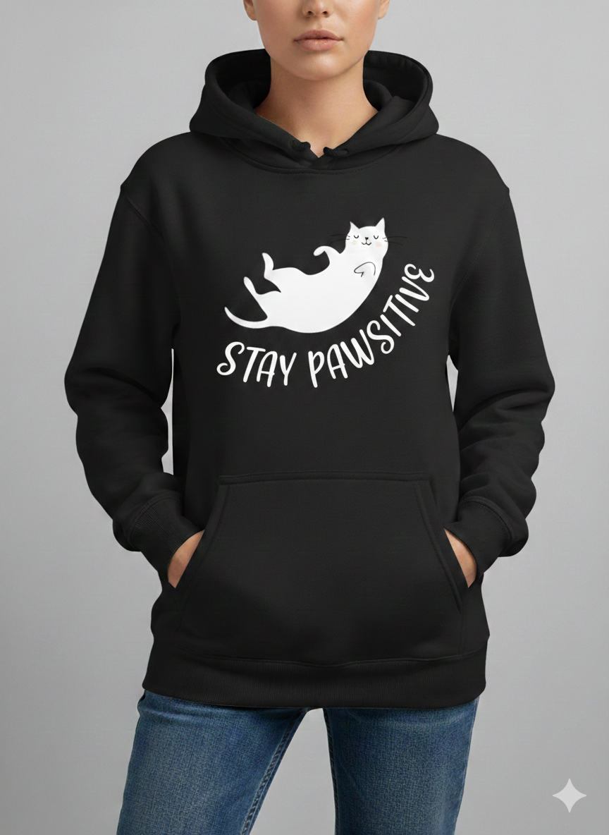 Stay Pawsitive Cat Hoodie – Cute & Cozy Cat Lover Pullover
