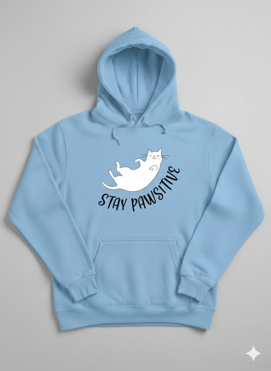 Stay Pawsitive Oversized Hoodie – Cute Cat Lover Cozy Fit